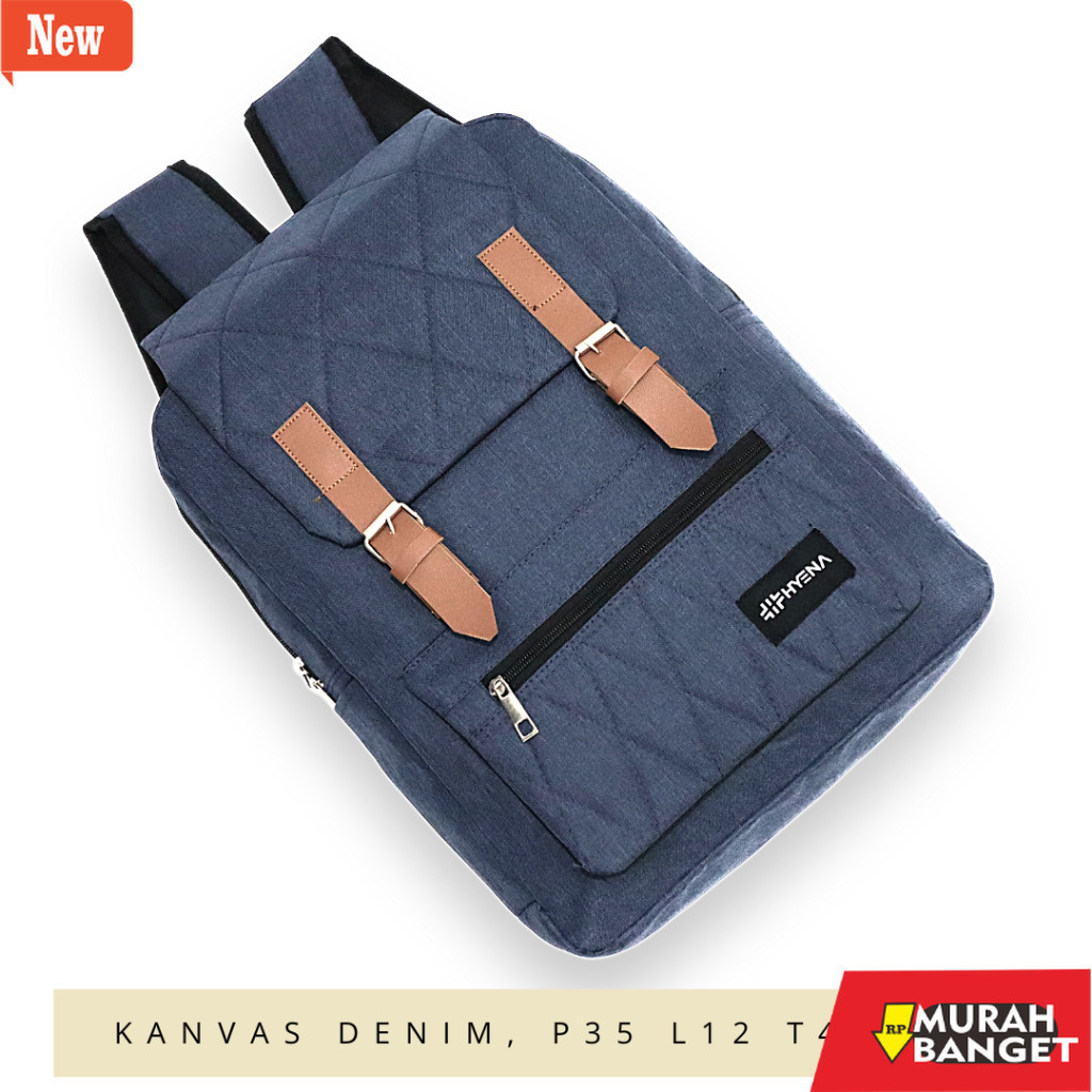 Tas Ransel Pria Kekinian COD Semarang Terbaru Tas ransel Pria wanita kain / bahan kanvas denim terda