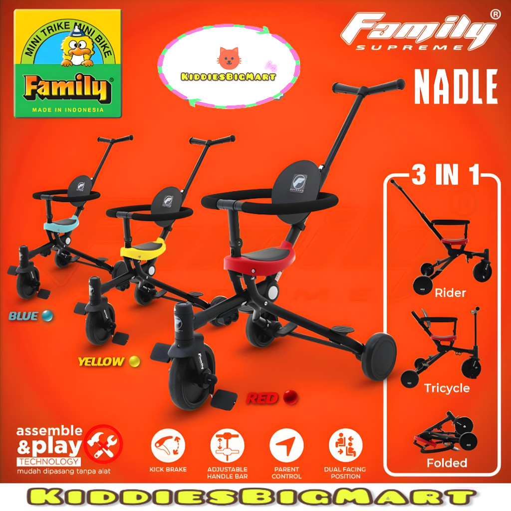 Sepeda Roda Tiga 3 Family NADLE Stroller Baby Lipat Supreme Kereta Dorong Anak