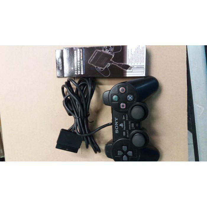 [Best] Paket Hemat 1 Stick PS2 Ori Mesin 1 Konverter PS3 - PC - Stik PS 2 - stik hitam