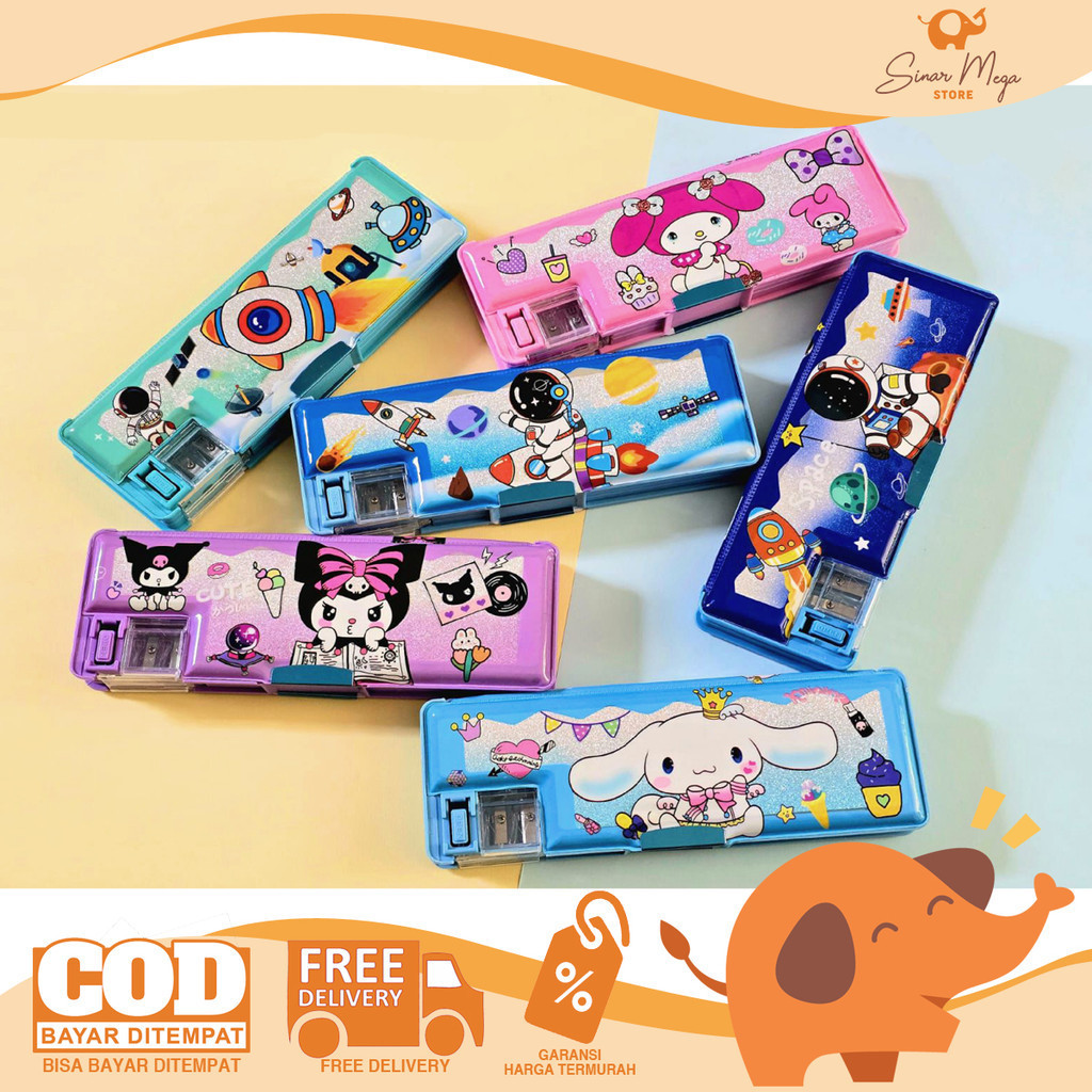 

Fancy Pencil Case W-86 Magnet Motif Sanrio Astronot Tempat Pensil Kotak Sedang
