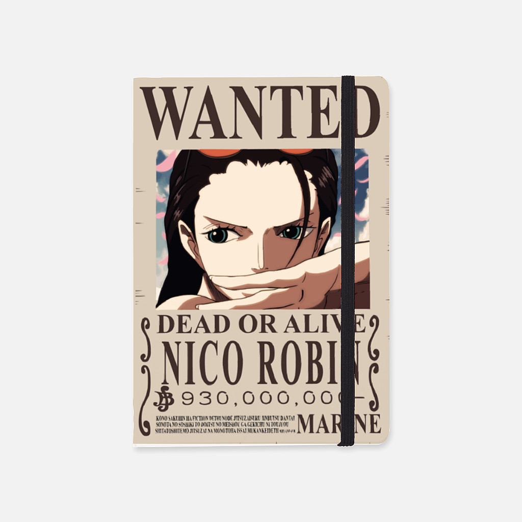 

Jurnal Notebook Buku Tulis Catatan A5 - Bounty One Piece Wanted Nico Robin Mugiwara Crew