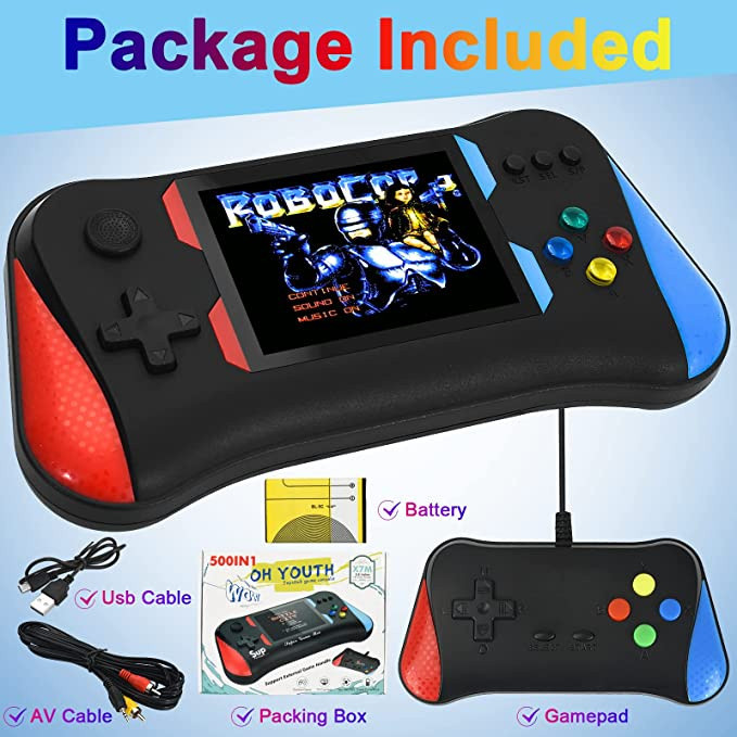 3TDN Gameboy X7M Handheld Game Console 1/2 Pemain 500 Game Retro Sup Dual Konsol Stick Game