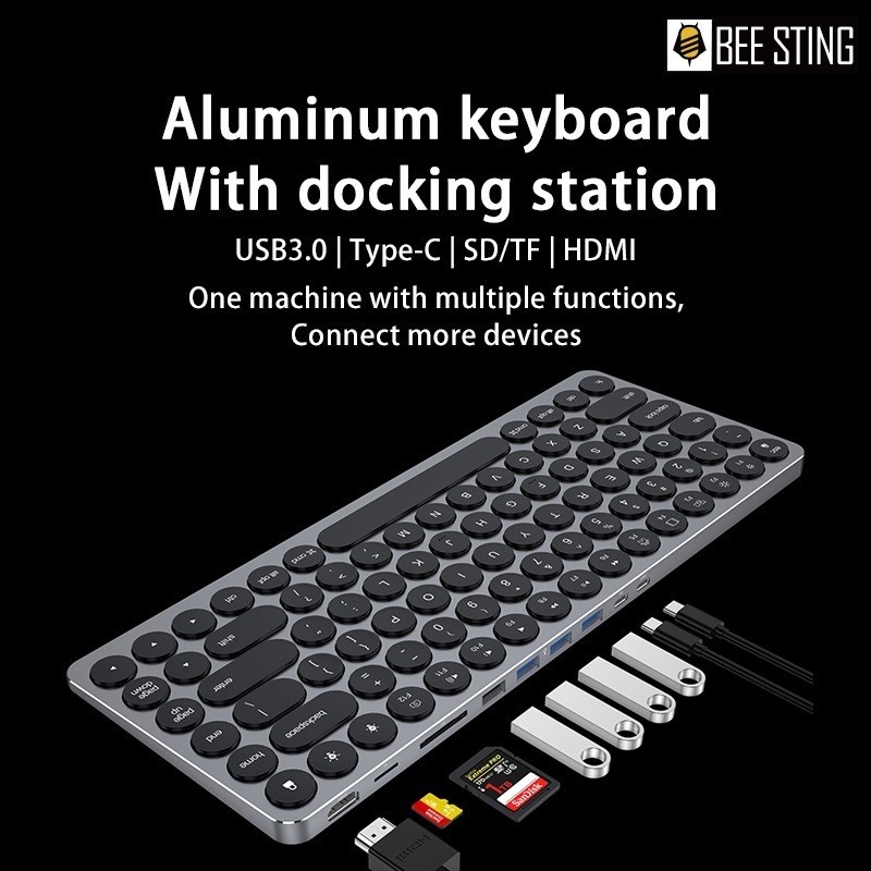 

To Backlit Keyboard With Expansion Dock TypeC HUB USB-C HUB Multi USB 3.0 HDMI Adapter Docking Station For iPad Huawei Samsung