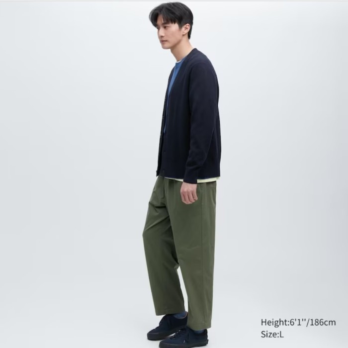 UNIQLO Cotton Relax Ankle Pants - Green - XL