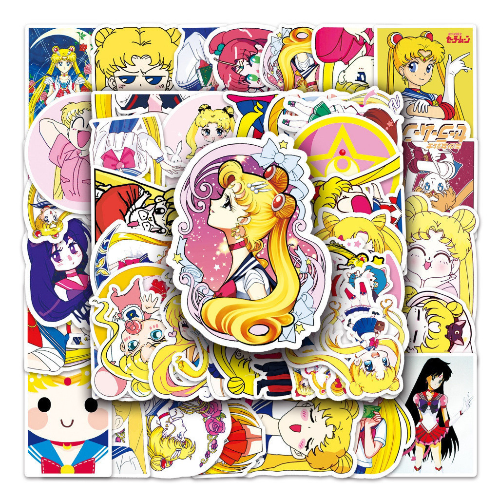 

Sticker Pack vinyl isi 50 - 100 pcs | anti air varian SAILOR MOON | glossy matte | laptop helm tumbl koper Stiker
