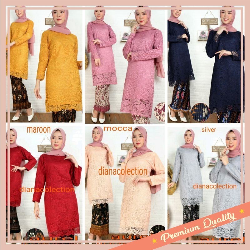 Set Murah Kebaya Keren Model Terbaru / (realpeach) setelan kebaya brukat tunik Aurel untuk pesta ata