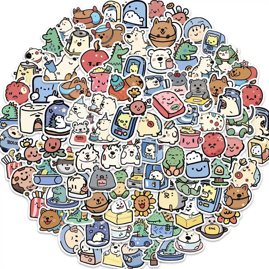 

[ , ] 3pcs Stiker Lucu Motif Kartun Hewan untuk Laptop, Handphone, Skateboard