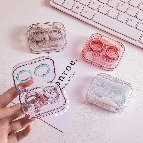 Softlens Case Bening Plastik Tempat Kontak Lensa + Penjepit + Tongkat Tempat Softlens Bening Satu Se