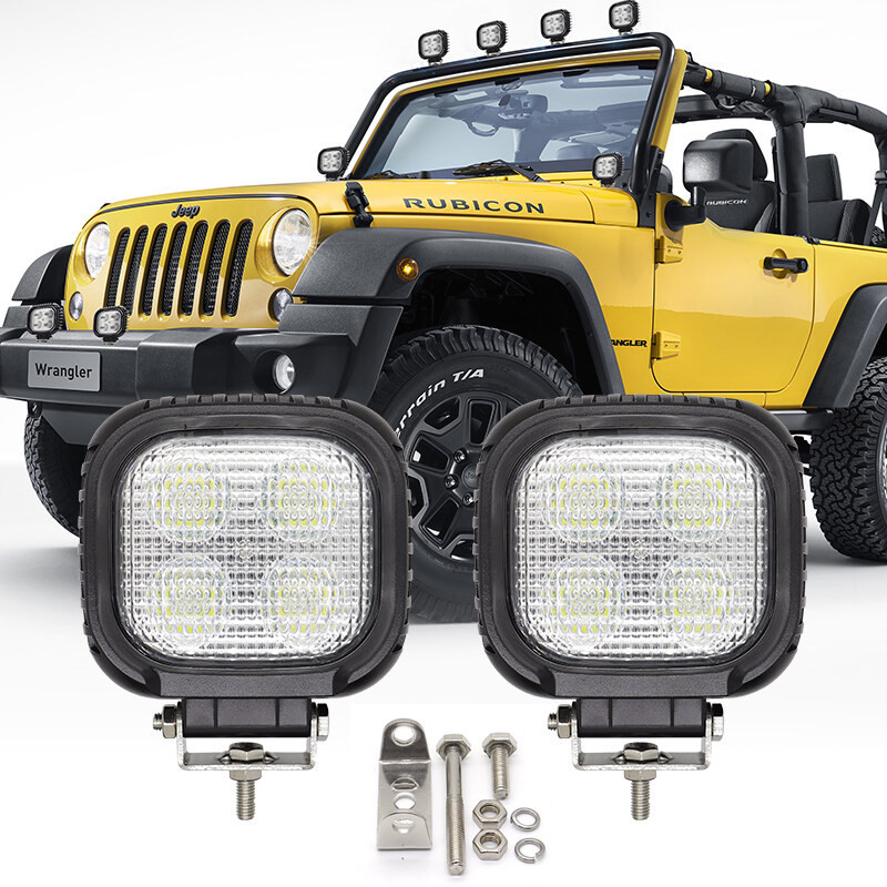 Lampu lampu banjir SUV, 4 inci 40W 4x4 LED Spot Off Road Pod mengemudi Bumper lampu atap untuk seped