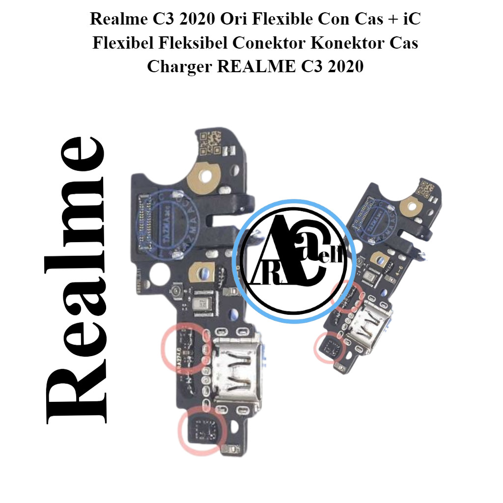 Realme C3 2020 Ori Flexible Con Cas + iC Flexibel Fleksibel Conektor Konektor Cas Charger REALME C3 