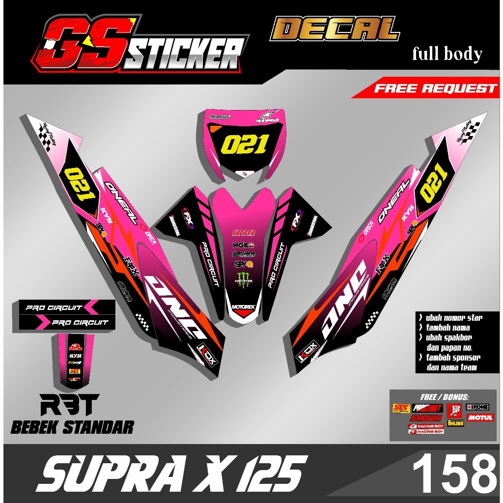 Decal Striping Full Body Rbt Supra X 125 Rbt Bebek Modif Supermoto Rbt New Terbaru