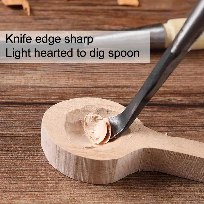 

10/15/20mm Hand Chisel Professional Woodworking Carving Wooden Spoon Making Hand Tools DIY Warping Head Carving Knife
