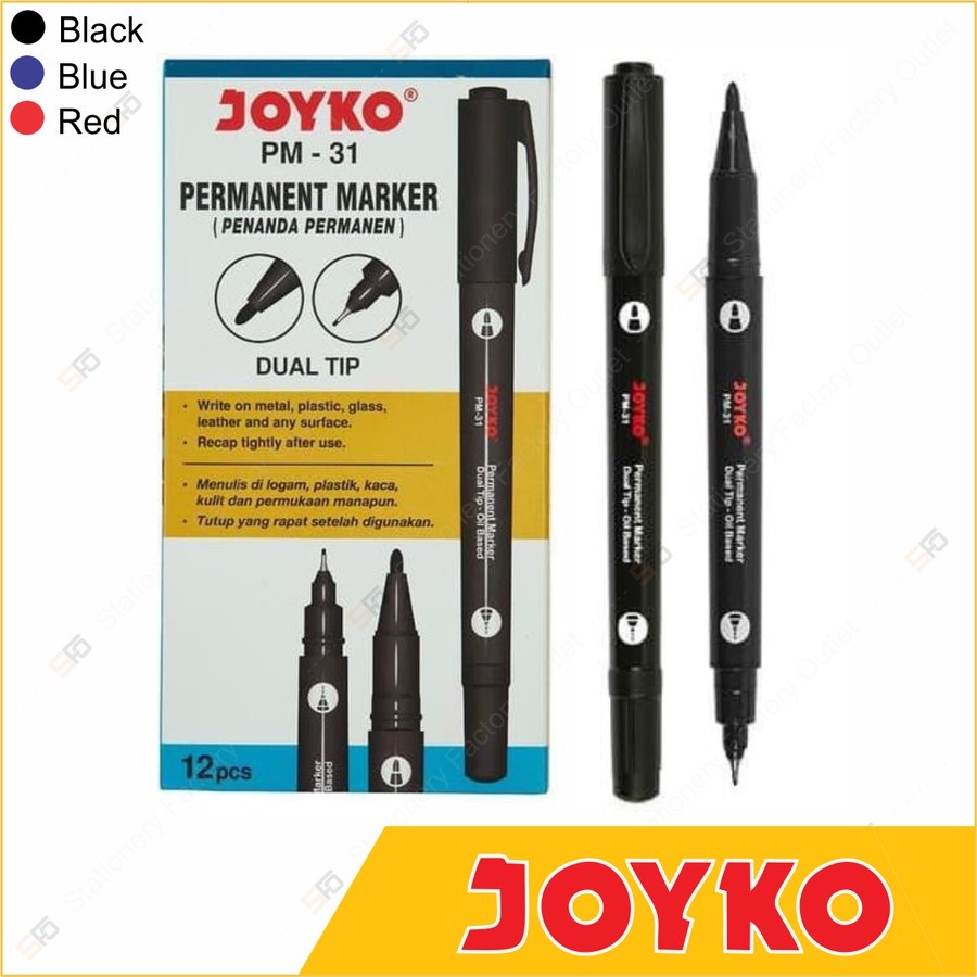 

Spidol Permanen Joyko - Dual Tip Permanent Marker PM-31 HARGA 1Pcs AJA