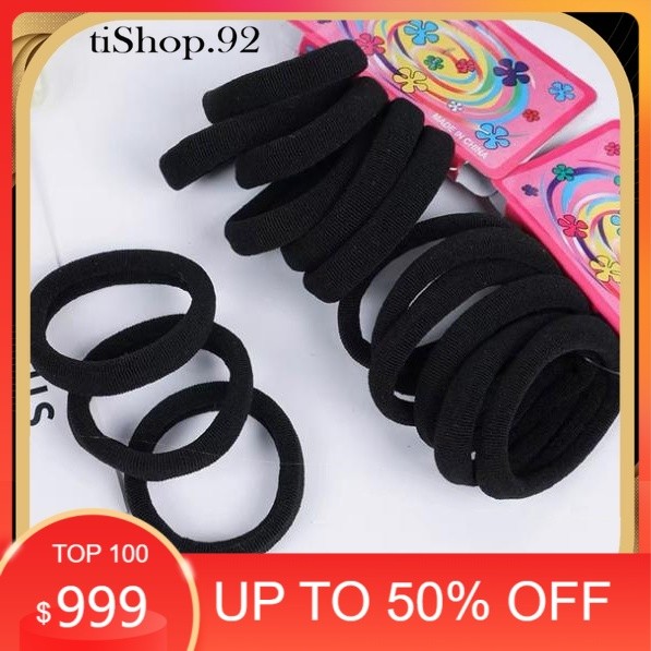 T92 ( 1 CARD ISI 5PCS ) IKAT RAMBUT HITAM ELASTIS 6CM