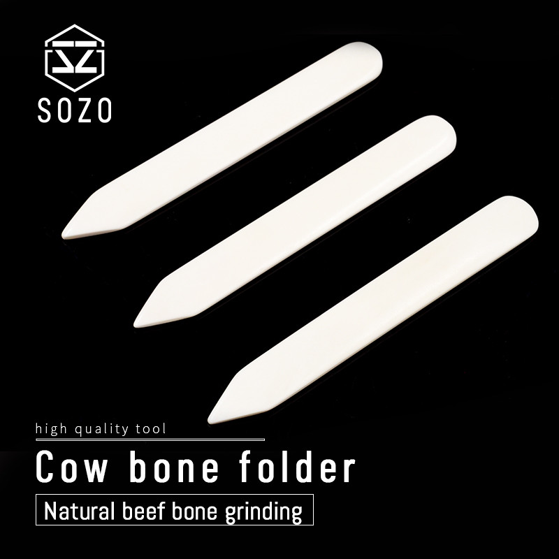 

SOZO Real Cow Bone Folder 100% OX Bone Folders for leather molding and trimming Leather Craft Tool Creasing Edge Bookbinding