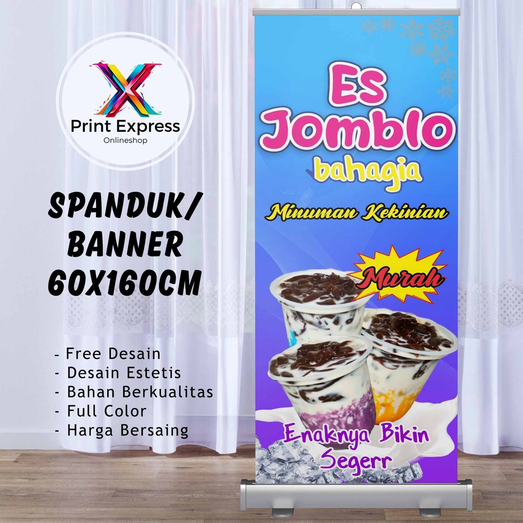 Cetak Spanduk Street Food Es Jomblo Bahagia 60x160 Cm Bisa Rekues Free