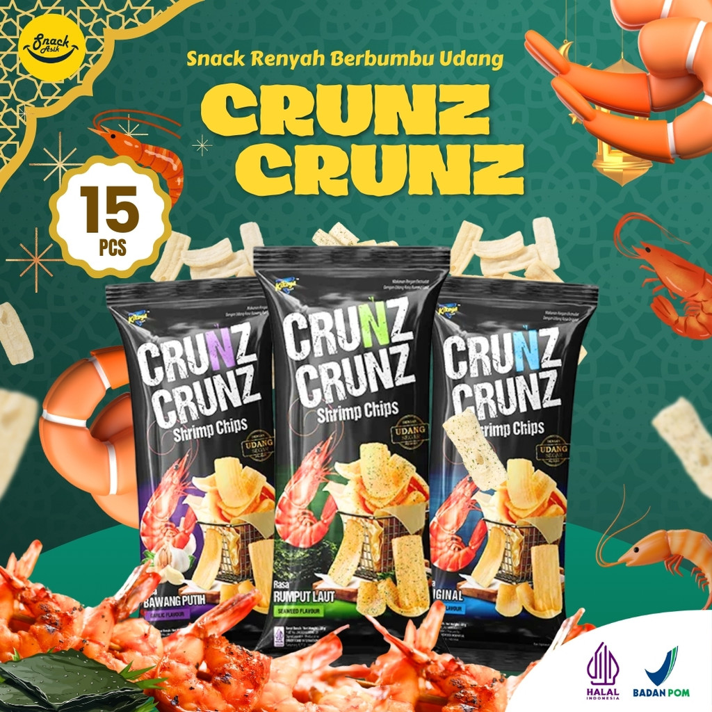 

15 PCS CRUNZ-CRUNZ 3 Varian Rasa Kerupuk Udang Camilan Viral Keripik Kentang Murah