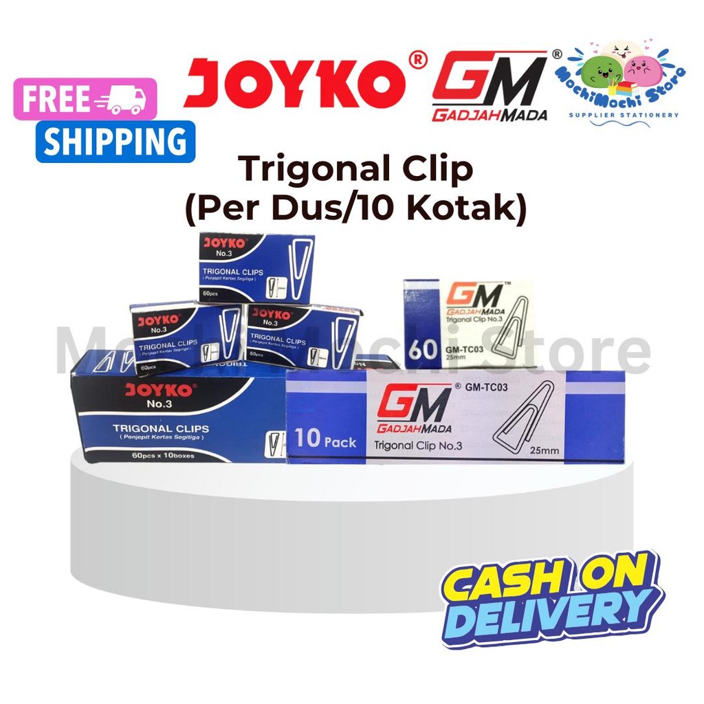 

PER DUS/10 KOTAK Trigonal Clip Klip Penjepit Kertas Segitiga | Trigonal Clip Joyko | Trigonal Clip GM | NO.3 | GM-TC03