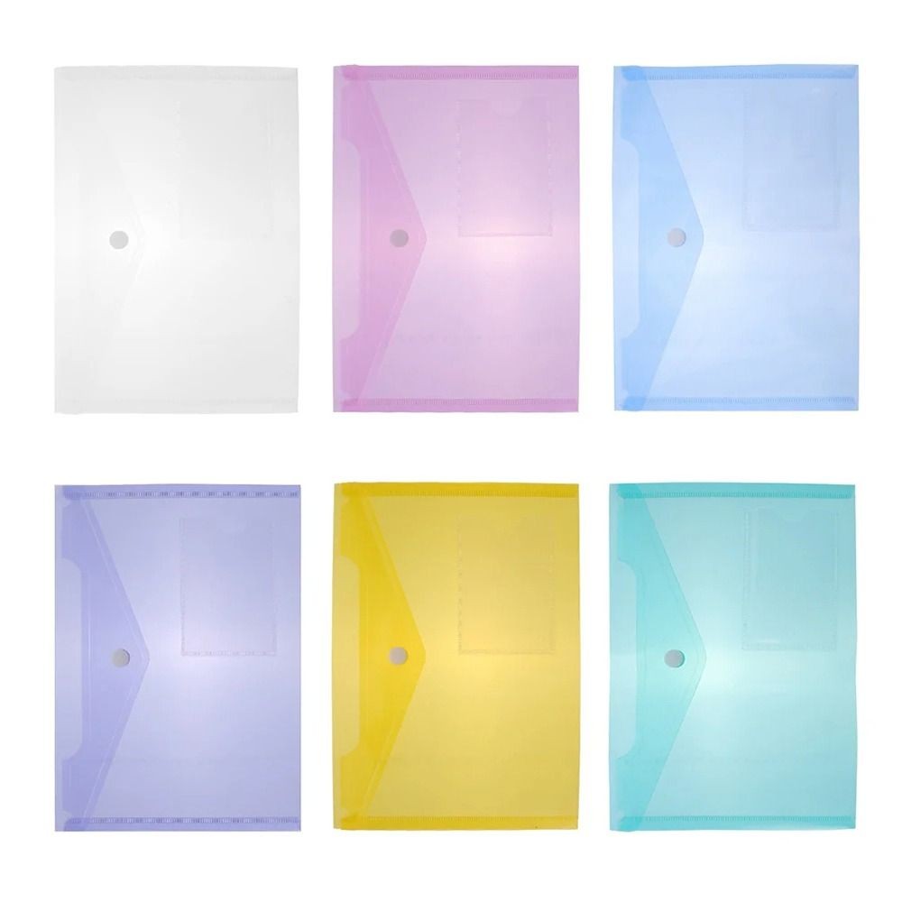 

12 Pcs File Bags For Document A4 Waterproof File Holder Snap Button PVC Folder Pen Box Office Information Bag Student Stationery