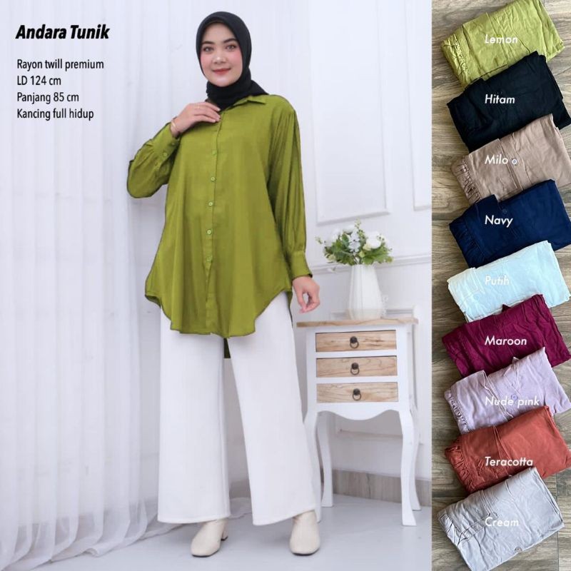 ANDARA TUNIK JUMBO RAYON TWILL / Tunik Polos / Tunik Rayon / Tunik Jumbo