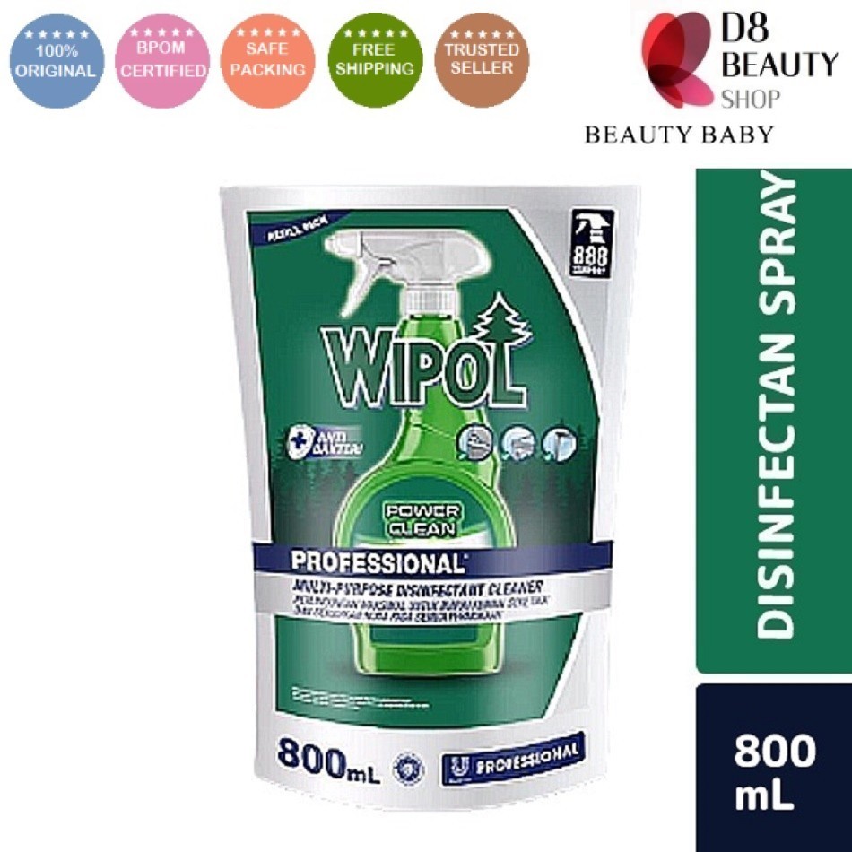 ֍D8֎ WIPOL DISINFECTANT CLEANER SPRAY REFILL POUCH 800ml