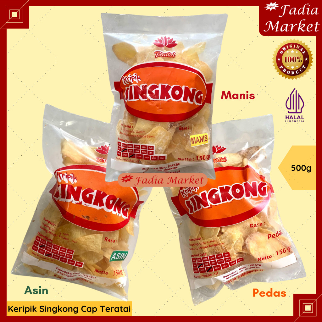 

Kripik Keripik Singkong Pohong Manis Asin Pedas Cap Teratai 150g