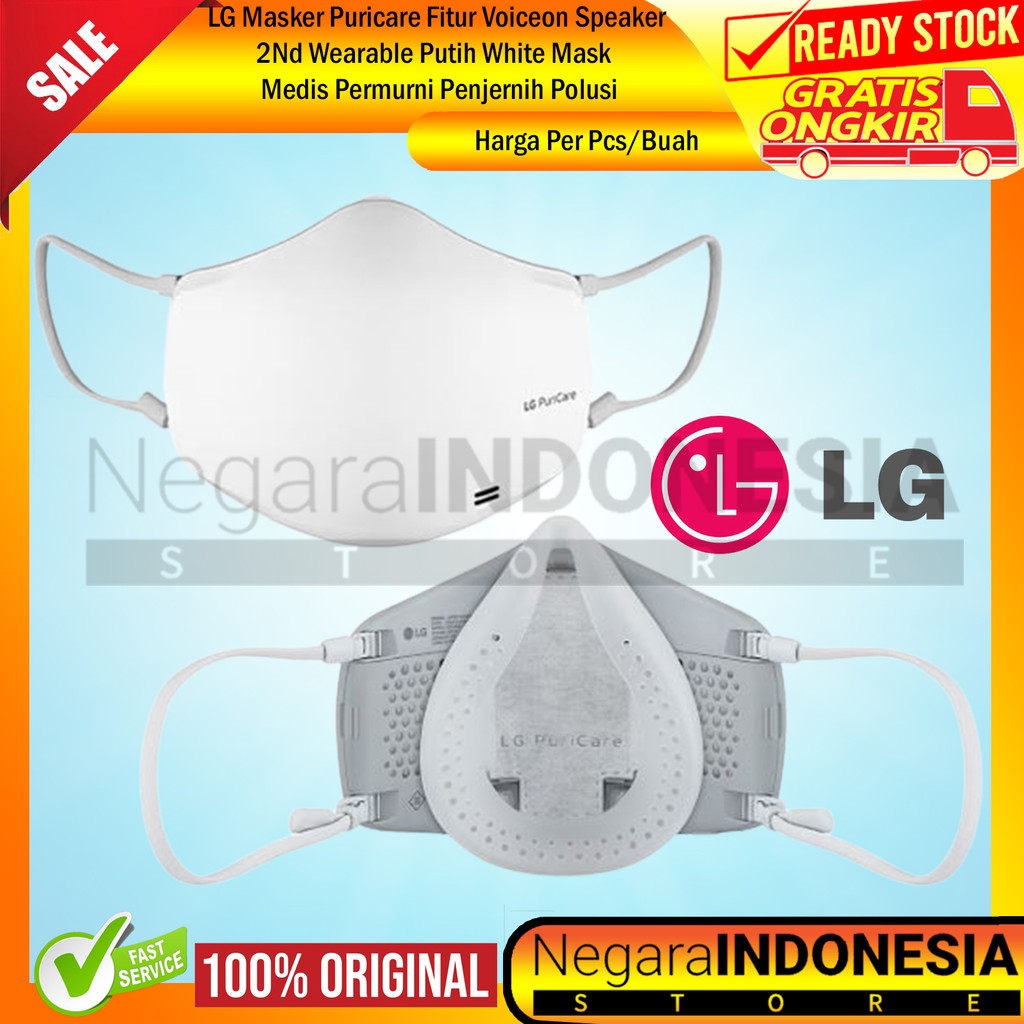LG Masker Puricare Fitur Voiceon Speaker 2Nd Wearable Putih White Mask Medis Permurni Penjernih Polu