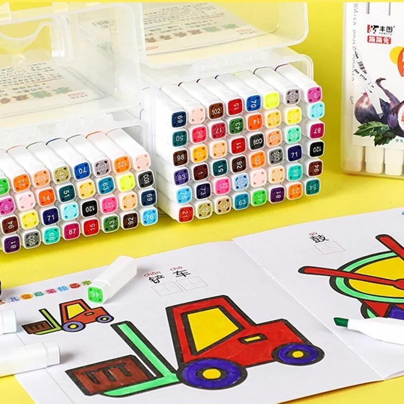 

Manga markers set 12 18 24 36 48 color children Water washable drawing pens Stationery painting shetch School art supplies