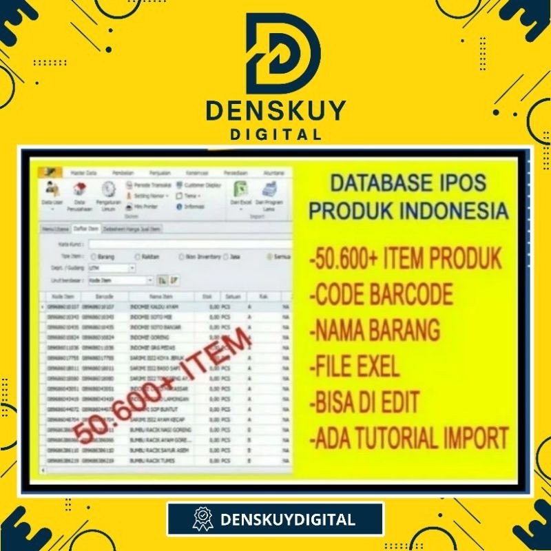 UPDATE 2025 ipos 4 / ipos 5 Database 50.600+ barcode produk Indonesia Ipos 4 ( TINGGAL IMPORT )