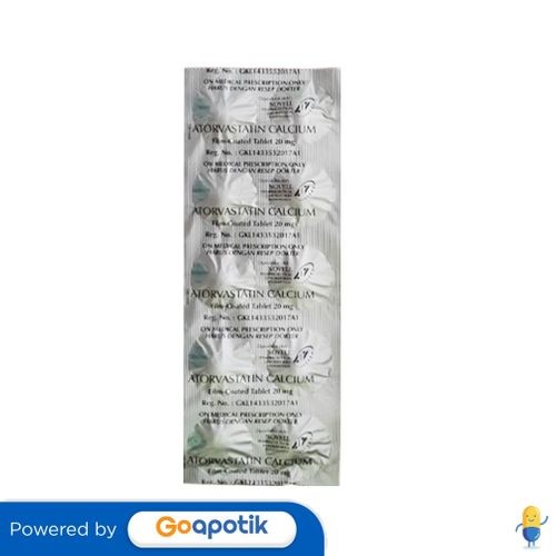 Atorvastatin Novell 20 Mg Strip 10 Tablet