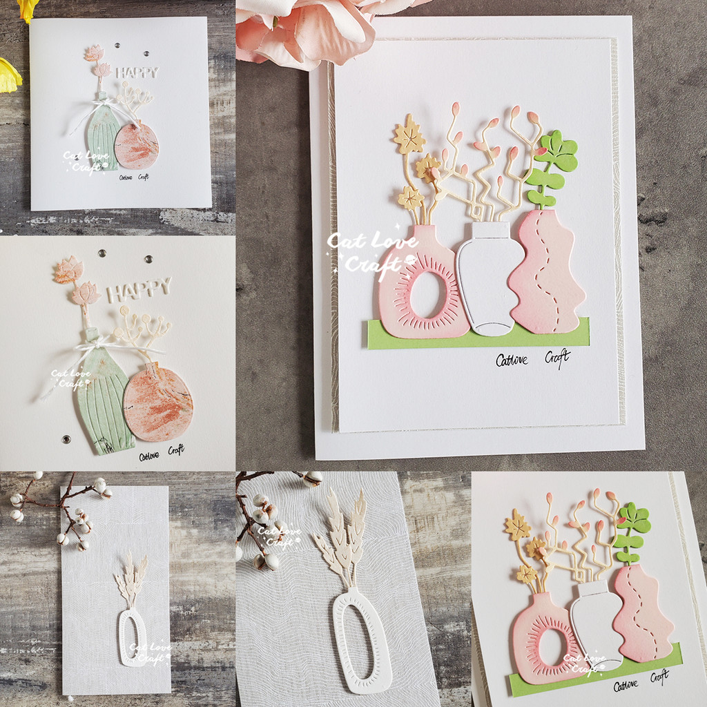 

Catlove Vase Flower Metal Cutting Dies Scrapbooking Mold Knife Stencil Die Cuts Card Making DIY Craft Embossing New Dies For