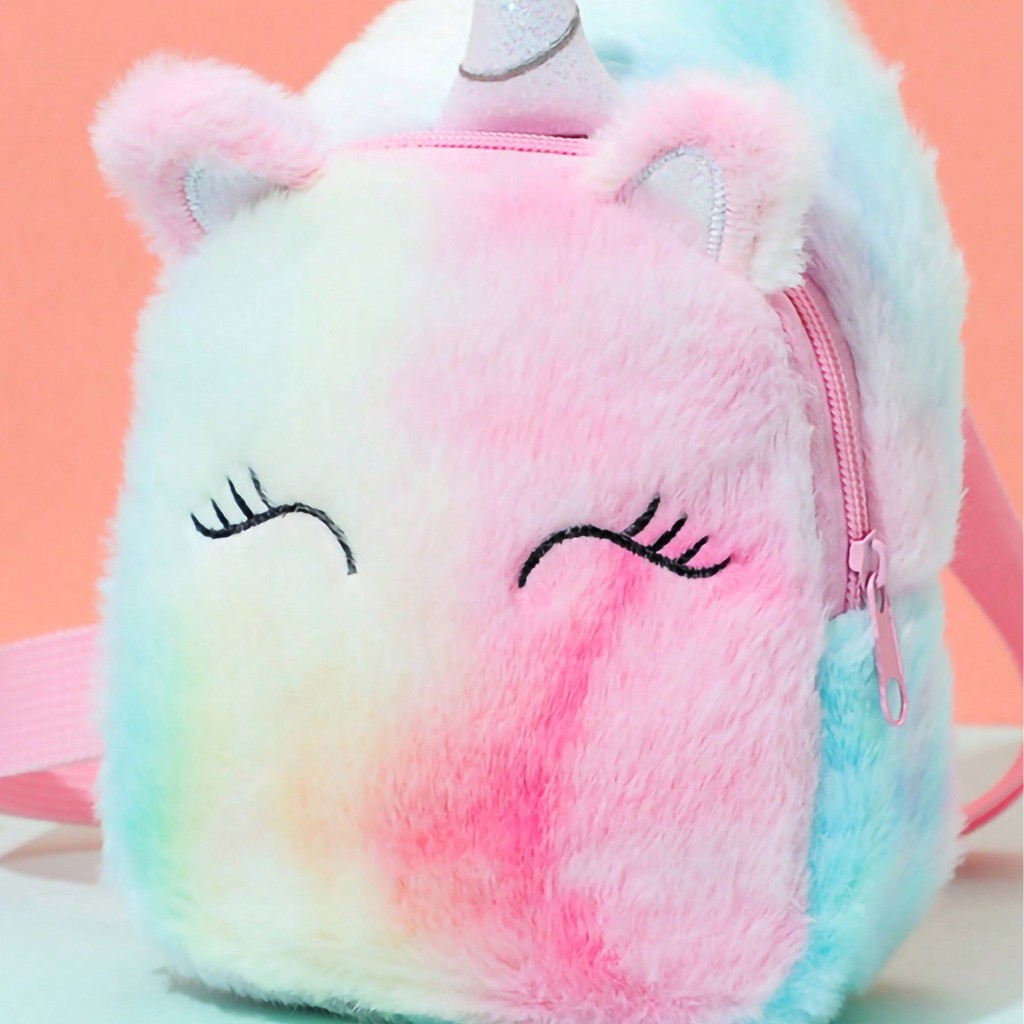 

1 Pc Girls Cute Cartoon Plush Unicorn Children'S Chest Bag Shoulder Crossbody Bag, Colorful Plush Storage Bag For Daily