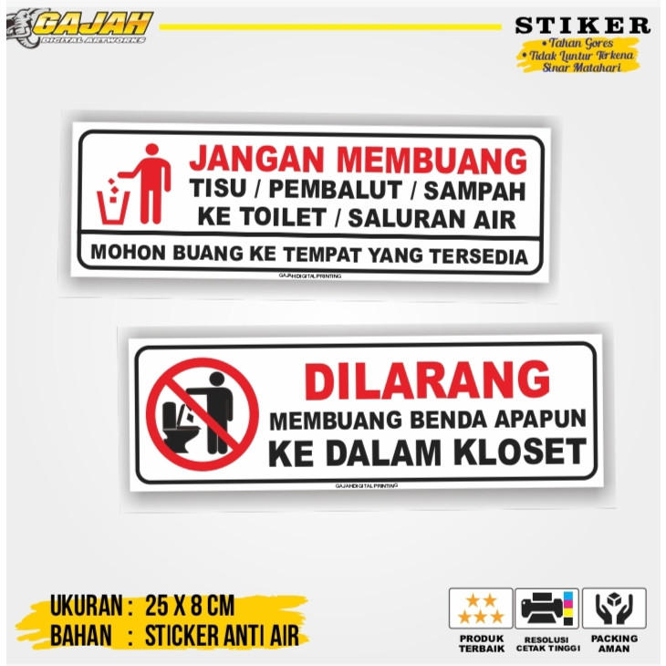 

Stiker Jangan Membuang Sampah Ke Dalam Toilet / Stiker Toilet
