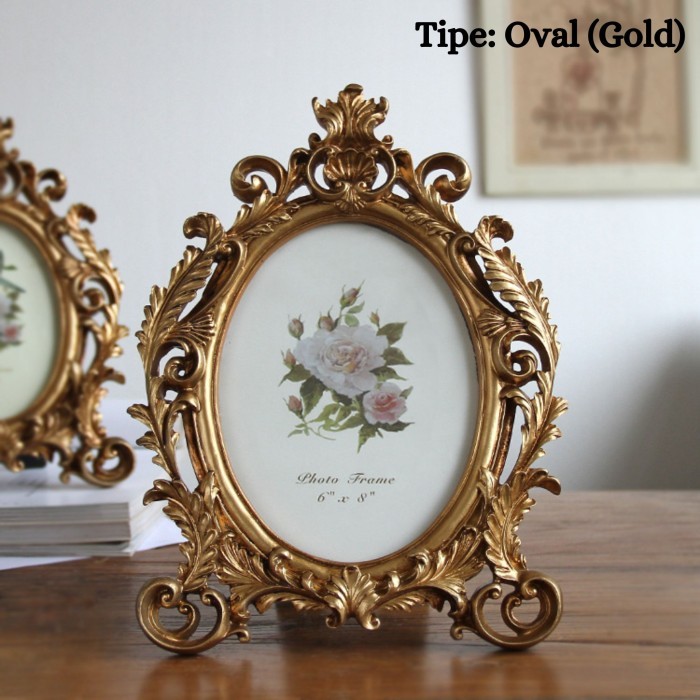 KOKOMI Classic Luxury Photo Frame Selina Foto Frame Bingkai Foto Mewah - OVAL_GOLD, 4R