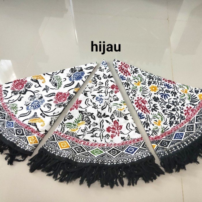 Taplak Meja Bulat Batik Cap - Hijau
