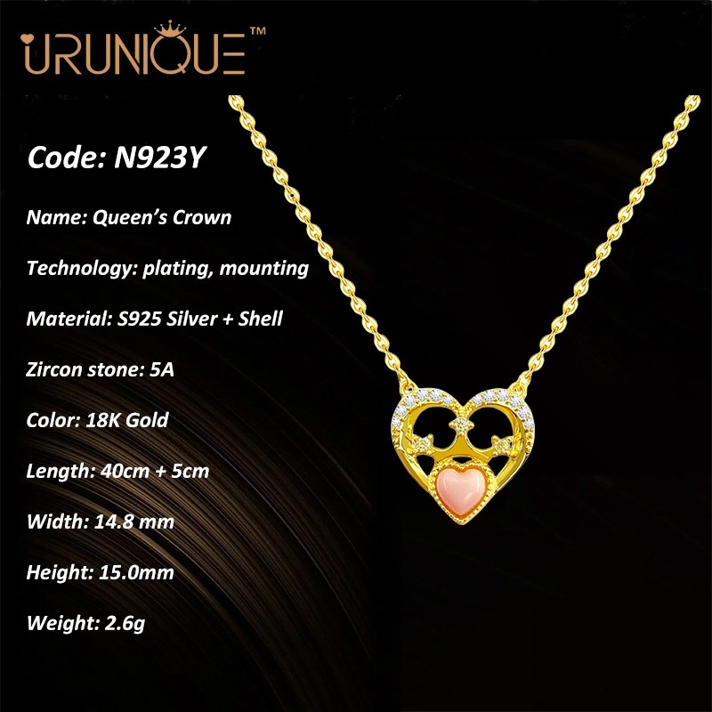 URUNIQUE Kalung Liontin Wanita Kalung Perak Asli 925 Necklace Kalung Emas 18K Gold