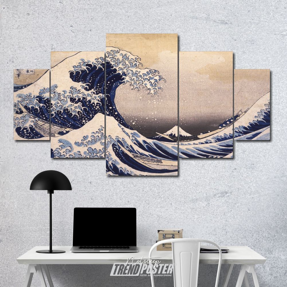 Posterkayu Vangogh  Gelombang ombak Hebat Kanagawa malam berbintang Seni Fantasi 1 SET Wallpaper HD