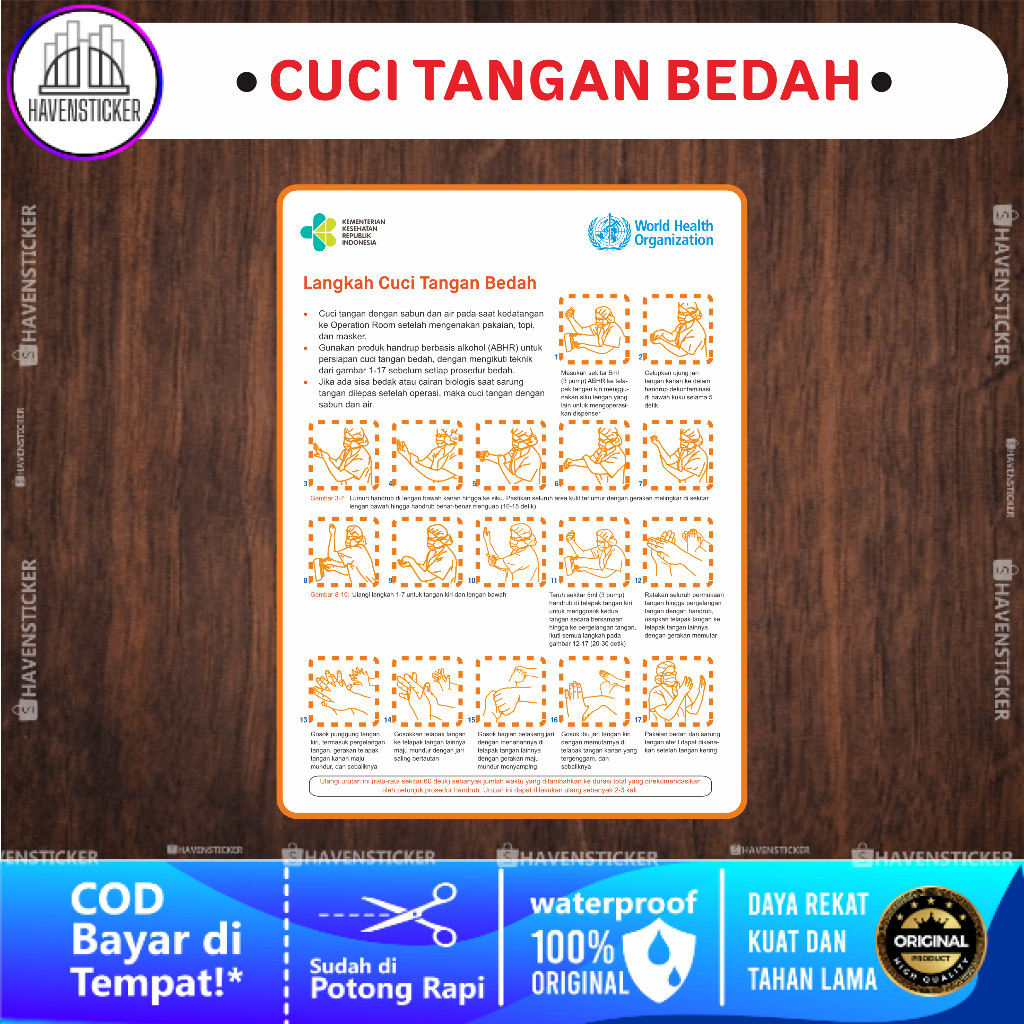 

Stiker Anti Air Langkah Cuci Tangan Bedah Laminasi Glossy