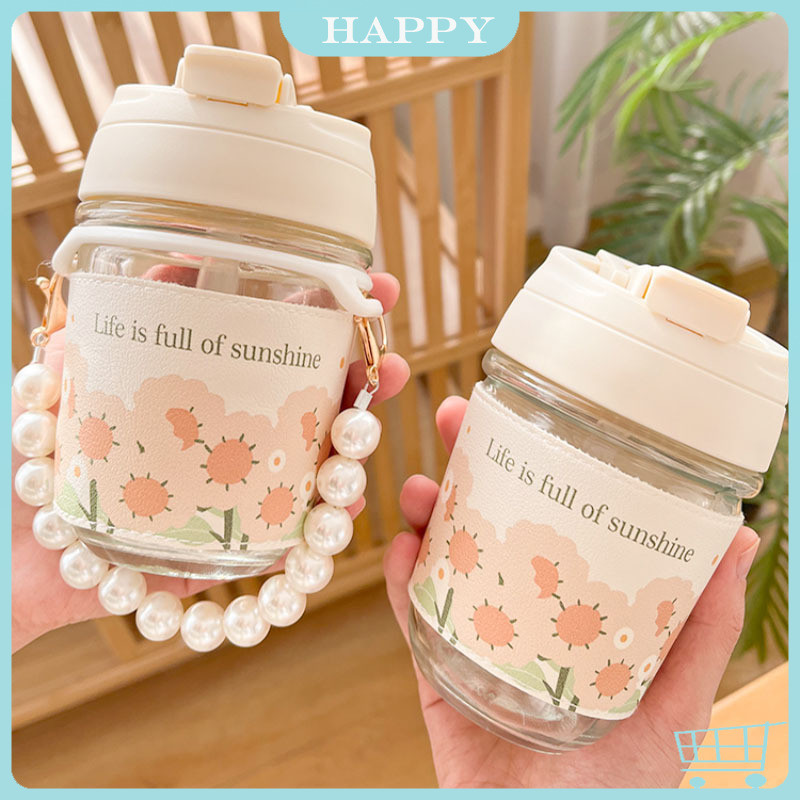Ready Tumbler Kaca Aesthetic | Gelas HOHO 350ml | Gelas Kaca Aesthetic Ala Korea | Simple Elegan Can