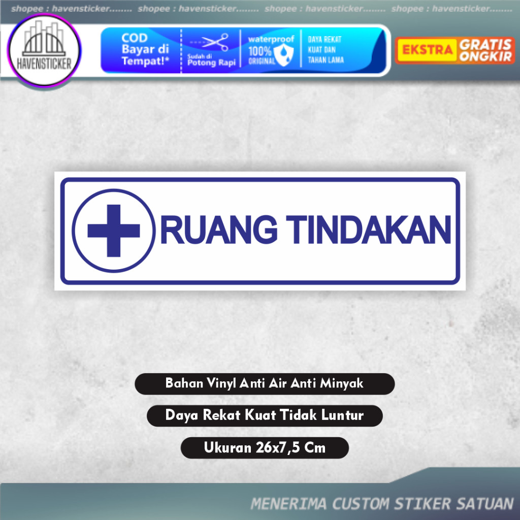 

Sign Sticker Ruang tindakan - ruang tindakan puskesmas - stiker klinik apotek - stiker rumah sakit