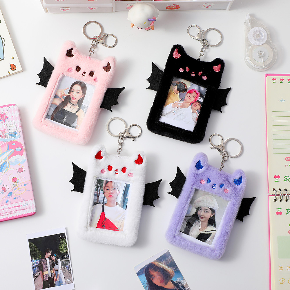 

Korean Wing Demon Plush Photocard Holder Cute Card Set for Girls Students Love Idol Photo Display Hanging Picture Sleeves