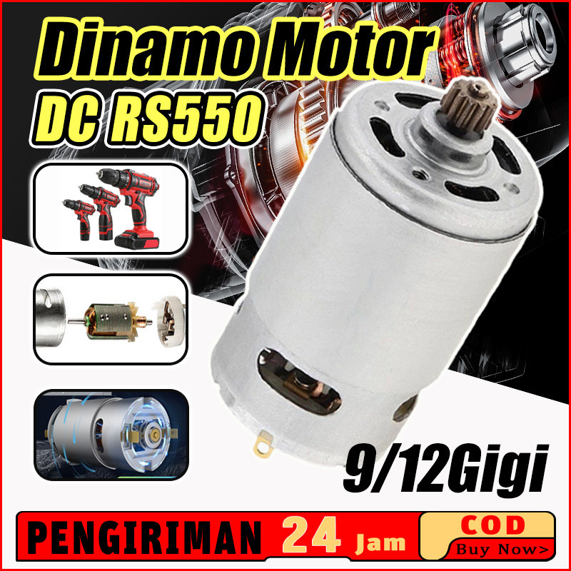 Dinamo Motor DC RS 550 RS550 12V Bor RPM Tinggi Kuat As 3.17mm High Speed Power Mikro Brush Kipas Fa