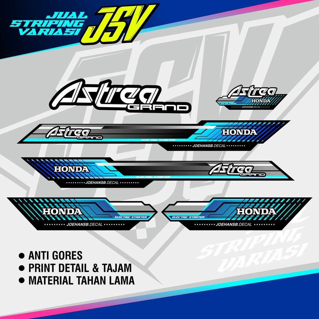 Striping Astrea Grand Variasi Stiker Astrea Grand Sticker Astrea Bulus Klasik Original Blue Graphic