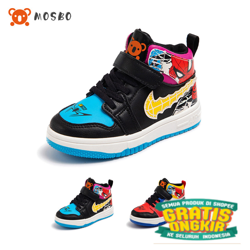 MOSBO Sepatu Anak Cowok Spiderman Sepatu Boot Anak Cowok Cewek Sepatu Boots Kulit Spiderman Sneakers