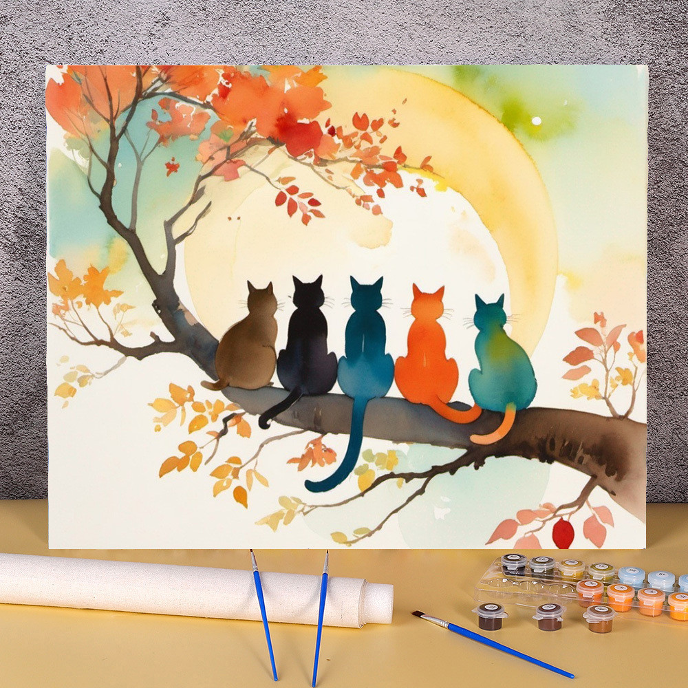 

Acrylic Paint By Numbers Colourful Cat DIY 50x70cm Oil Painting By Numbers Canvas Painting Animals Home Decor Wall Art For Kids