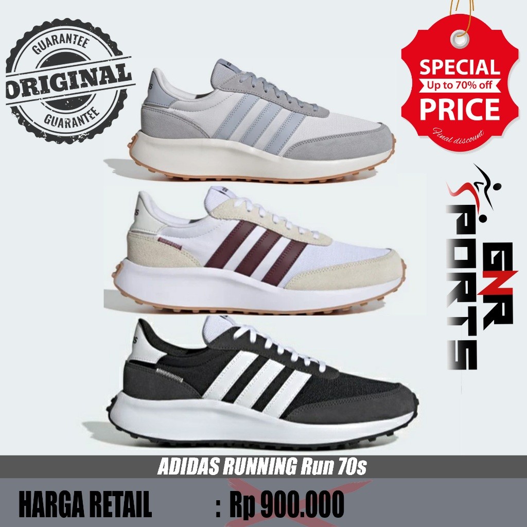 Sepatu ADIDAS RUNNING Run 70s Shoes Pria Abu-abu Original 100%