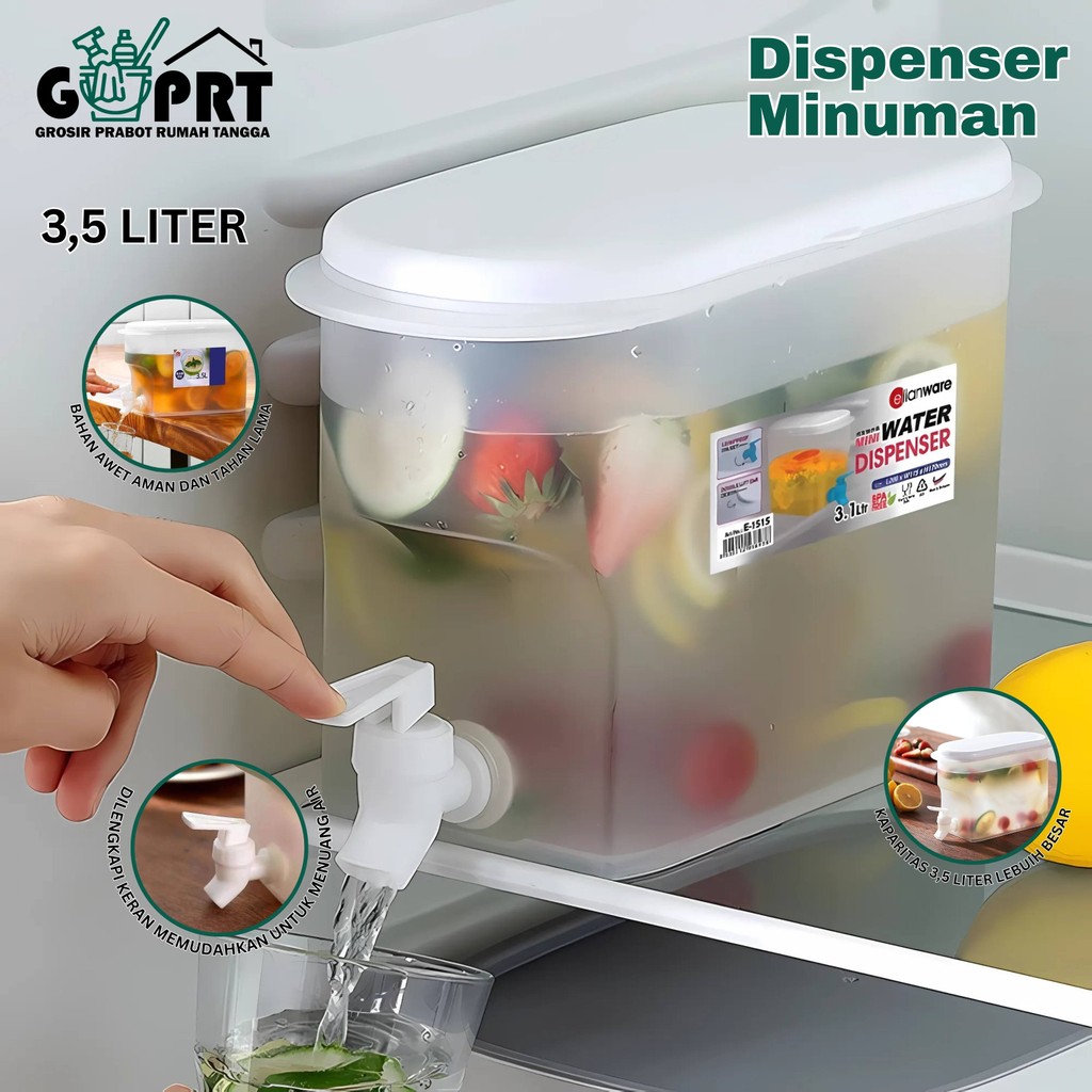 Dispenser Air Minum Jus Plastik 3.5L 3.5 Liter Tempat Air Minum Bucket Mini Juice Kulkas Portable