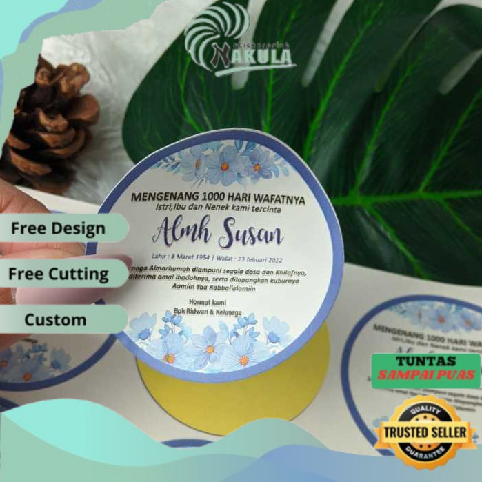 

NKL 9-15 Sticker Label Tahlil Stiker Ucapan Mengenang Wafatnya 40 100 1000 Harinya Uk.Besar