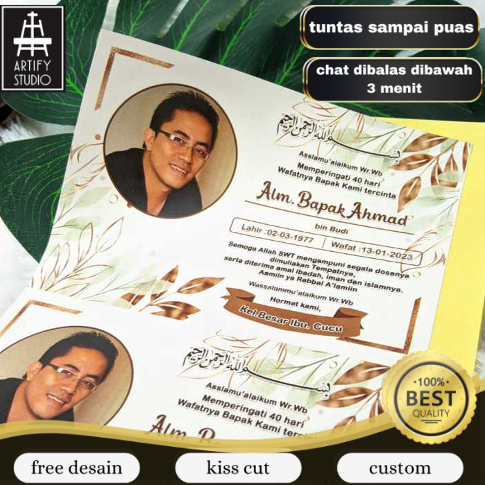 Artify Cetak Sticker Label Tahlil Stiker Dus Makanan Mengenang Wafatnya 40 100 1000 Hari