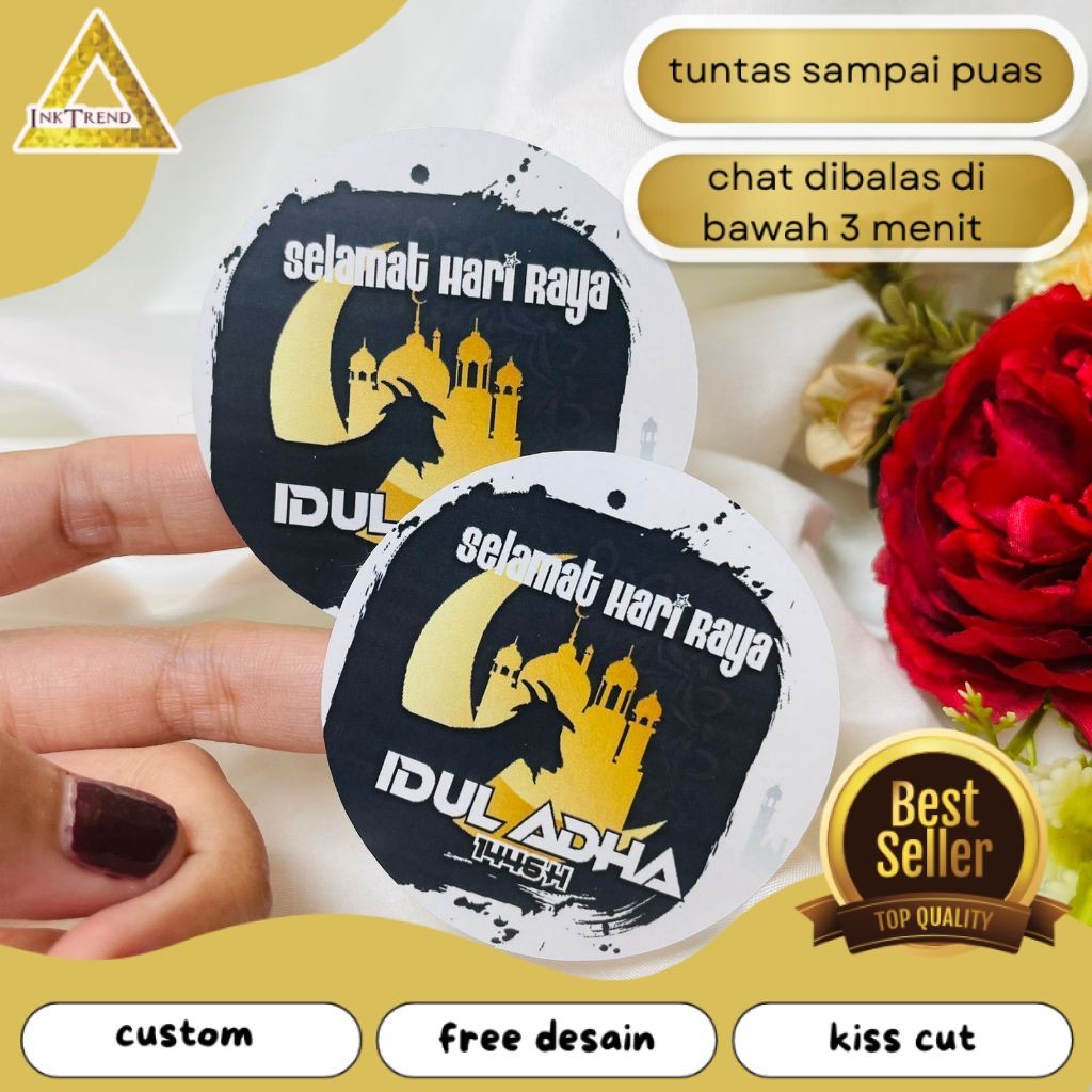 

INKA Sticker Selamat Hari Raya Idul Adha Sticker Lebaran Haji Toples Cookies Free Desain Custom